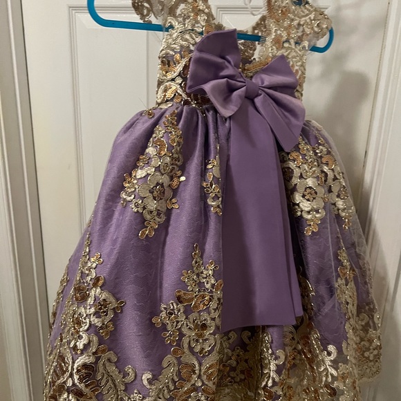 Elegant Purple and Gold Kids Dress